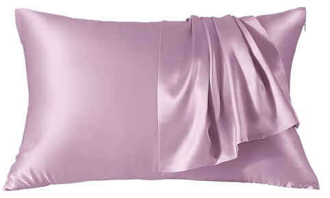 THXSILK Seidenkissenbezug 40x60 cm - 100% Maulbeerseide Kissenbezug - Hypoallergen mit Versteckter Reißverschluss - 22 Momme Doppelseitige Reine Seide 1 Stück Lavendel