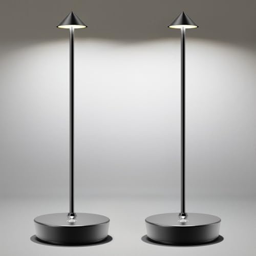 LED Kabellose Tischlampen Outdoor 60h Akku Aufladbar Wasserdicht, 2 Black | 6000mah akku touch tragbar 3 farbe lichter dimmbar intelligenter speicher wasserdicht für draußen restaurant terrasse