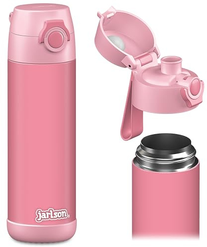 Jarlson® Borraccia Termica Bambini 350ml MALI [SENZA BPA e FTALATI] - Bottiglia Acciaio Inox - Termos per Acqua per Bambino e Bambina - Mantiene Freddo - Ideale per Scuola, Sport e Viaggi (Rosa)