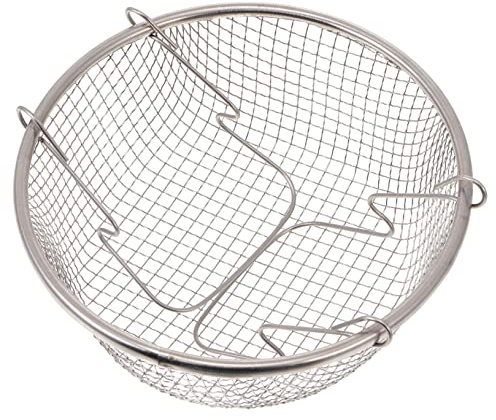 Mikinona Stainless Steel Fry Basket with Ergonomic Handle Sturdy Non-deformable Silver Frying Tool for Kitchen French Fries and Fried Food