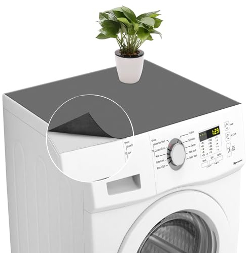 Lets Joy Cubierta para lavadora, Antideslizante para Lavadora, Cubierta Polvo Superior Refrigerador, Cubierta Protectora de Nevera de Secado Rápido, Silicona Antideslizante Multiusos (Gris)