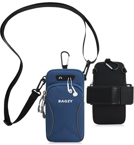 BAGZY Brazalete Movil Running de 7,0 Pulgadas Teléfono con Correa para Bolsa de Brazo a Correr, Gimnasio, Yoga para iPhone 15 Pro/14 Pro MAX (Azul)