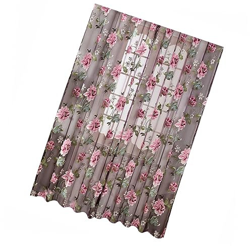 Ciieeo Transparente Gardinen Violett Fenstergardinen Mit Pfingstrosenmuster Voile-gardinen Für Wohnzimmer Fliegengitter Violett Für Schlafzimmer Fenstertüll Mit Feiner Textur