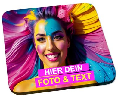 Kiwistar - Untersetzer 9x9cm - weiß-glänzend - selbst gestalten - Foto - Wunschtext - individuell Bedruckt - personalisiert - Geschenkidee - Untersetzer mit Foto und Text