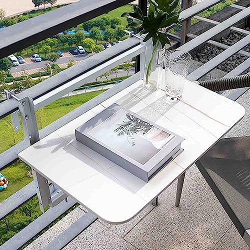Miuxe Hängende Schienentische Für Deck, 60-120cm Balkon Geländer Bar Tische, Outdoor Folding Beistelltisch, Wand Montierte Hängende Halbe Tabelle, Verstellbare Arbeitsplatte Erweiterung Fold Down
