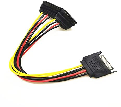 EVURU SATA Un Punto Dos 90 Grados Codo Duro Cordón óptico Cable de alimentación Puerto Serial 15P One Compatible with Dos SATA Cable de alimentación