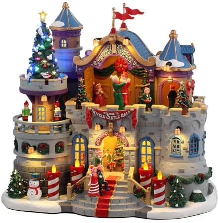 LEMAX Edificio in movimento e musica Santa's Castle Gala in resina H24.5 x 27.5 x 17 cm
