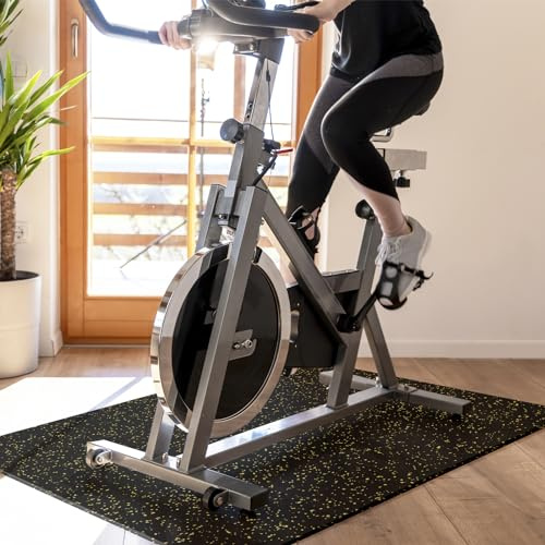 KARAT Golvskyddsmatta, träningsmatta, underlag för crosstrainer, löpband, multifunktionsmatta, källare, träningsmatta, ljudisolerande och stötdämpande antivibrationsmatta (vit–svart, 100 x 150 cm)
