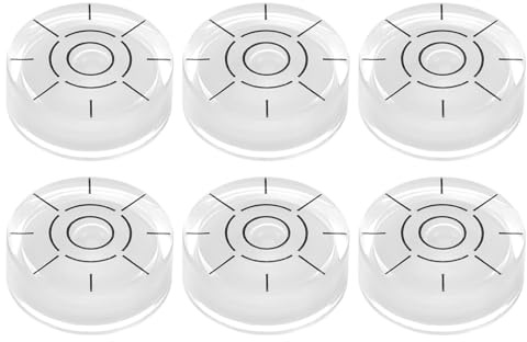 QUARKZMAN 6 Piezas Nivel de Burbuja Redondo 32x12mm Mini Niveles de Espíritu de Precisión Circular para Nivelar Trípode de Cámara Taller Tocadiscos, Blanco