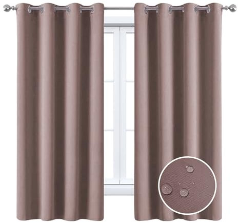 BESTORI 2 Stücke Outdoor Vorhänge Wasserdicht, Wetterfest Verdunkelungsvorhang Sonnenschutz Sichtschutz Outdoorvorhänge mit Ösen for Patio Balkon Pavillon, Khaki, 132cm x 160cm (B x H)
