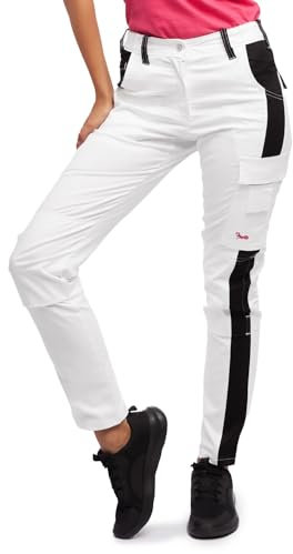 strongAnt Pantalon Femme en élastane pour la randonnée et Autres activités de Plein air et Le Travail - Blanc-Noir. Taille: 52