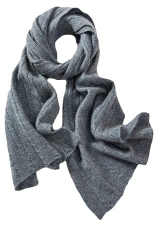 Herren Kaschmir-Schal, gestrickt, warm, lang, Kaschmir-Schal, grau, One size
