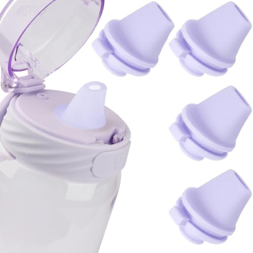 4PCS Bite Valve Replacement Compatible with Ello 32oz Cooper Stainless Steel Water Bottles-Water Bottle Mouthpiece, BPA-Free Silicone Cap Lid Spouts for Ello 18/22/40oz Accessories Parts (Purple)