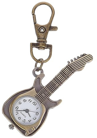 PACKOVE Orologio Da Taschino Vintage Forma Di Chitarra Con Movimento Al Quarzo Orologio Portachiavi Creativo Per Regali e Decorazioni