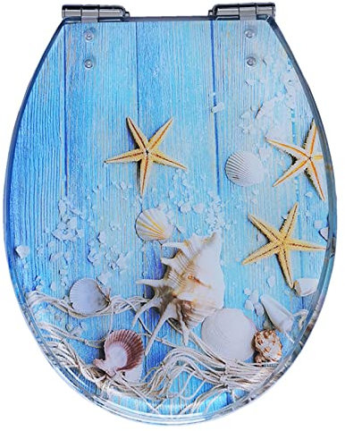 Toilettensitz Schnellverschluss Toilettensitz, Fashion Ocean Comfort WC-Sitze mit Absenkautomatik, Absenkautomatik mit Pufferwannen-Deckel, einfache Installation, leicht zu reinigen