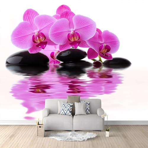 Fotomurales 250 x 175 cm Papel pintado tejido no tejido Decoración de Pared decorativos Murales moderna de Blanco y rosa Diseno Fotográfico Acuarela orquídea tropical zen