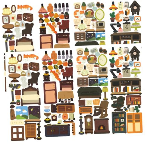SHOWERORO 8 Stück Scrapbooking Aufkleber Diy Dekorative Selbstklebende Vintage Muster Zubehör Für Basteln Journaling