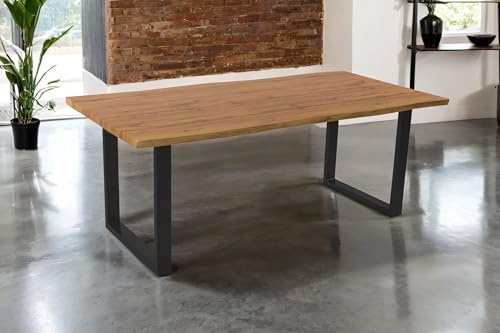 SAM Esstisch Josy 200x100 cm Holz Wildeiche-Optik U-Gestell schwarz