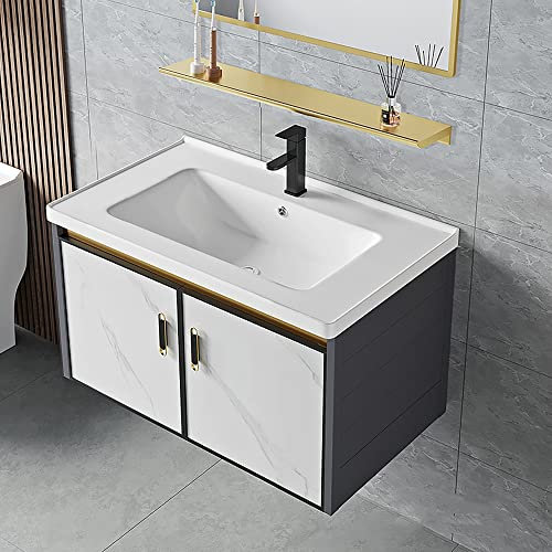 ULYTMMJG Ensemble de Meubles-lavabos de Salle de Bain avec Ensemble de lavabo, Ensemble de Meubles-lavabos de Salle de Bain fixé au Mur, lavabo en céramique sous Plan, Meuble-lavabo Flottant, Meuble
