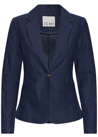 ICHI Ihkate Denim BL Blazer d'affaires décontracté, 900000556/Dark Blue, L Femmes