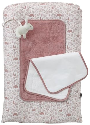 VERTBAUDET Matelas à langer et 2 tapis de change DANS LES BOIS vieux rose TU