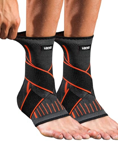 Kuzimua 2 stycken justerbart ankelbandage & ankelbandage, bandage fotled och fotbandage för plantar fasciit, hälsenan, sport | ortopedisk universell vänster/höger (2 x orange, M)