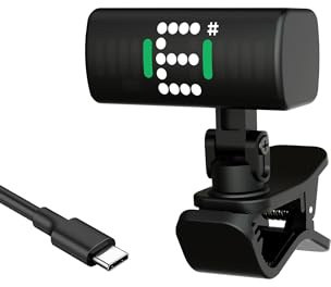 Guitar Tuner, Guitar Tuner Clip on-Accurate Chromatic, Bass Guitar Tuner with LED Display for Acoustic Guitar, Electric Guitar, Mandolin, Banjo, Ukulele, Violin Tuner Clip on 1 Pack