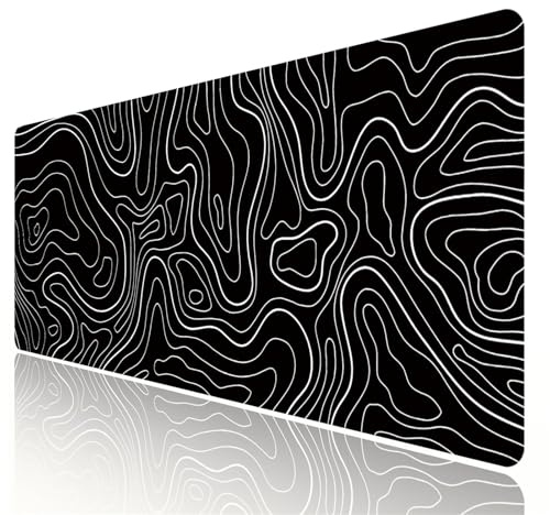 FUSHENGCHUANG Large Game Tapis de Souris Tapis de Souris Terrain Noir et Blanc avec Base en Caoutchouc antidérapant Extended XXL Long Clavier Pad de Table Grand Tapis de Souris 30x80cm