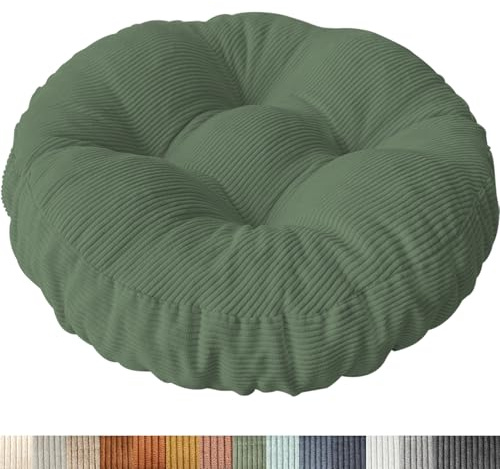 PHUSTJKL Sitzkissen Rund, 30x30 cm rutschfest Waschbare Sitzpolster Bequemes Stuhlkissen 6 cm Dick Waschbare Cordstoff Stuhlauflage, für Indoor Küchen Garden Holzstühle
