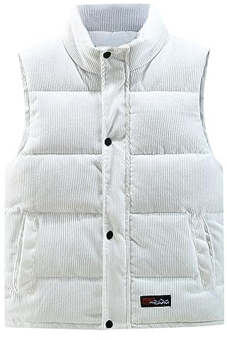Generisch Abrigo para hombre de plumón, algodón, cálido, invierno, exterior, chaleco, chaqueta de equitación, invierno para hombre, Blanco, XL