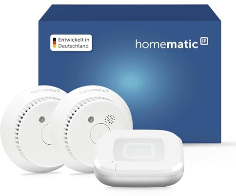 Homematic IP Access Point 2 + 2X Rauchwarnmelder mit Q-Label, Rauchmelder alarmiert lokal über die Sirene und per Push-Benachrichtigung in der Smartphone-App, integrierte LED-Notbeleuchtung
