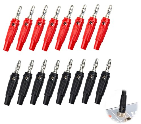 Spinotti Altoparlanti 16 Pezzi, Spine a Banana 4mm 20A, Connettori per Altoparlanti HiFi AV-Receiver, Connettori Banana Rosso Nero, Spina Banana Compatibile con Connettori a Banana per Diffusori