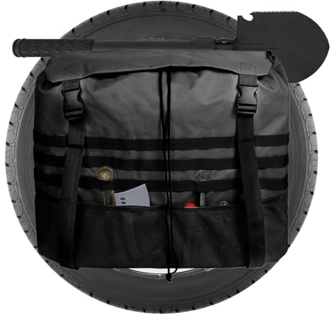 Sghtil Sac Poubelle Pour Roue De Secours Tout Terrain - Pochette De Rangement Hayon | Sac Poubelle Résistant Aux UV Pour Pneu De Secours De Véhicule SUV 4x4 Camping-Car