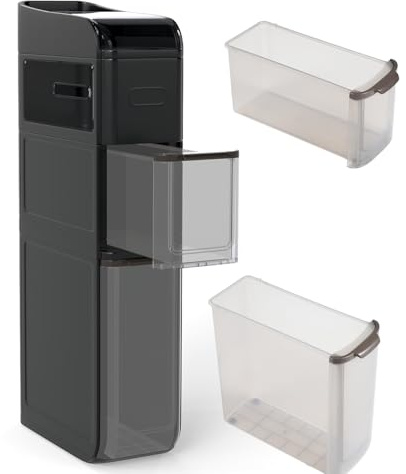 GIANTEX Schmaler Nischenschrank mit Rollen, Badezimmerschrank mit 2 Schubladen & doppelten Taschentuchausgänge, Kunststoff Nischenwagen für Wohnzimmer & Badezimmer, 43 x 18 x 88 cm (Schwarz)
