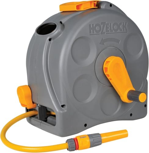 2-in-1 Compact Hose Reel 25m – Wall Mounted or Free-Standing Garden Hose Reel with Multi-Purpose Hose & Nozzle – (100-000-918)