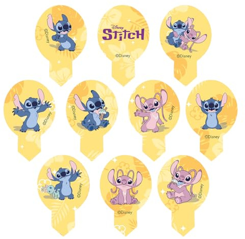 dekora - Edible Wafer Decorations Stitch and Angel for Cakes and Cupcakes – Kids Birthday Cake Decoration – Gluten Free – 20 Pieces