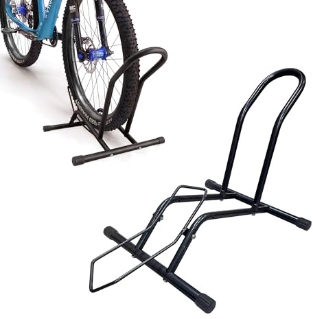 Relaxdays Soporte para Bicicleta de 16 a 29 Pulgadas, Ancho de neumático de hasta 10,5 cm, Soporte Delantero y Trasero, 1 Bicicleta, Color a Elegir