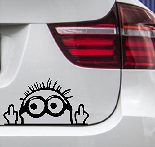 wDesigns 2er Set Autoaufkleber Minion Stinkefinger Tuning Aufkleber Sticker JDM 15x9cm