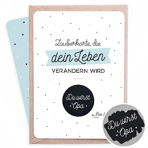 Manahia Rubbelkarte Du wirst Opa - Kreative Schwangerschaftsverkündung für Vater & Schwiegervater - Überraschung Baby Ankündigung - Premium Karte inkl. Umschlag - Made in Germany
