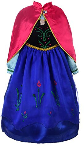 Lito Angels Vestito Costume Principessa con Mantello per Bambina per Carnevale Feste Compleanno, Taglia 7-8 Anni, Blu