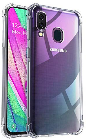 REY Transparent Silikonhülle TPU Anti-Shock für Samsung Galaxy A40, Handyhülle Premium Kratzfest TPU Durchsichtige Schutzhülle