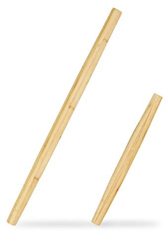 relaxdays Rodillo Cocina, Pack de 2, Palo Amasar, Rulo Amasador, Pizza o Pasta, Bambú, Dos Tamaños, 65 & 40 cm, Marrón