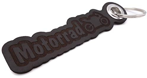Samunshi® Leder Schlüsselanhänger mit Gravur Motorrad Geschenke Made in Germany 12x2,8cm dunkel braun/graviert