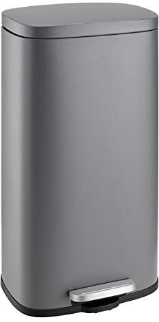 SVITA Mülleimer TQ30 Grau 30L Treteimer Abfallbehälter Müllsammler mit Pedal Softclose Deckel mit Inneneimer Küchen-Eimer