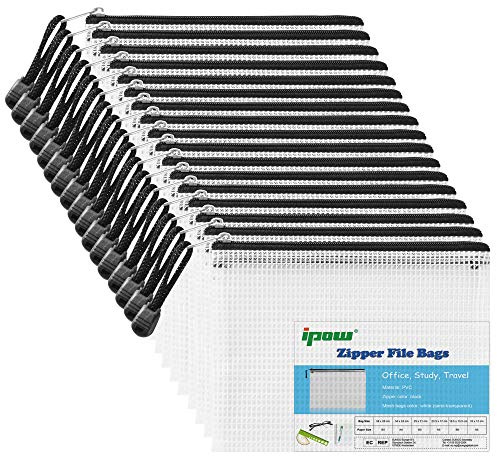 ipow 30 PZ Cartelle documenti Buste portadocumenti Buste plastica cerniera buste a5 in formato A5 con cerniera zip perfetta per l'organizzazione di documenti d'ufficio e scuola