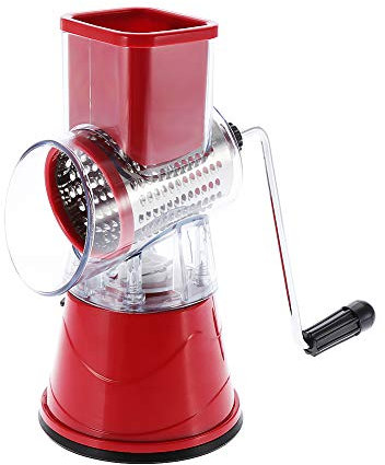 Atyhao Cortador de rallador de Queso rotativo Manual, Cortador de Tambor de mandolina, Cortador de Verduras Manual con un pelador de Acero Inoxidable(Rojo)