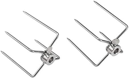 Haofy Fourchettes de Broche de R?tissoire, 2 Pi¨¨ces de Broches de R?tissoire pour Gril Barbecue, Remplacement de Fourches ¨¤ Viande en Acier Inoxydable, Adapt¨¦es aux Tiges de Broche de R?tissoire