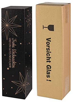 10x Versand-Set/ 1er Flaschen Geschenkkarton Weihnachten Sterne + zertifizierter Versandkarton
