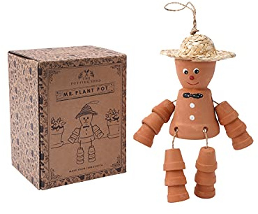 CGB Giftware | Terracotta Plant Pot Man | Garden Feature Object Feature Sitting or Hanging Ornament | The Potting Shed collection | GB06044