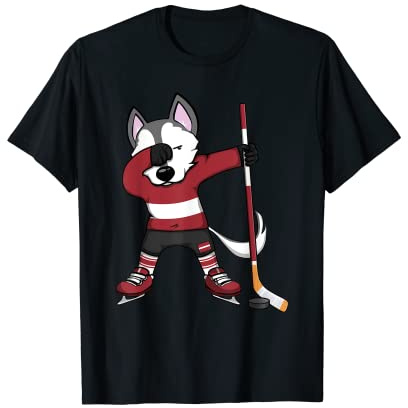 Dabbing Husky Latvia Ice Hockey Fans Jersey Winter Sports T-Shirt